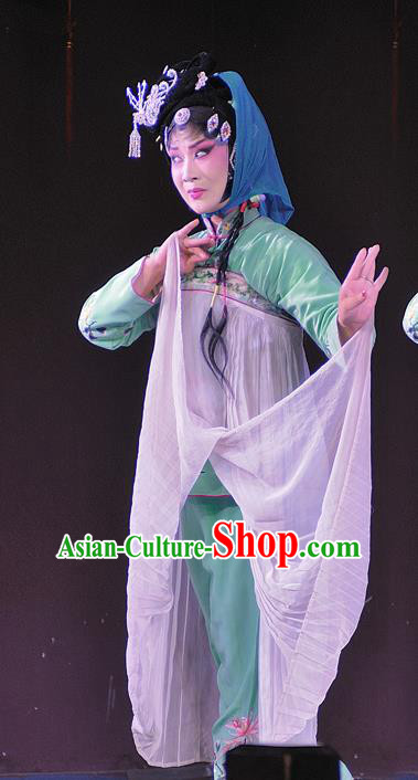 Chinese Sichuan Opera Young Lady Garment Costumes and Hair Accessories Traditional Peking Opera Actress Dress Hua Tan Apparels