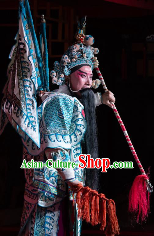 Yu Chan Temple Chinese Sichuan Opera General Wu Yuan Kao Apparels Costumes and Headpieces Peking Opera Martial Male Armor Garment Clothing with Flags