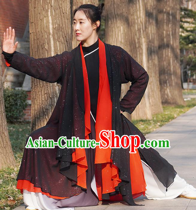 Chinese Traditional Tai Chi Veil Costume Professional Tai Ji Competition Outfits Top Grade Martial Arts Training Performance Uniform for Women