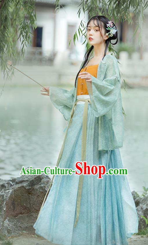 Chinese Ancient Young Lady Hanfu Dress Traditional Ming Dynasty Civilian Women Historical Costumes Complete Set