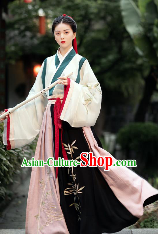 Chinese Ancient Female Swordsman Hanfu Dress Traditional Jin Dynasty Historical Costumes Complete Set for Women