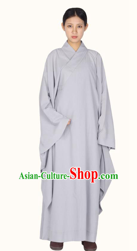 Chinese Traditional Women Lay Buddhist Costume Top Grade Meditation Uniforms Tang Suit Buddhist Cassock Grey Robe