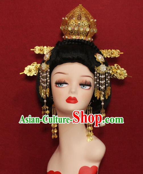 Traditional Chinese Ancient Princess Hair Accessories Phoenix Coronet Handmade Hair Jewelry Gems Hair Fascinators Hairpins for Women