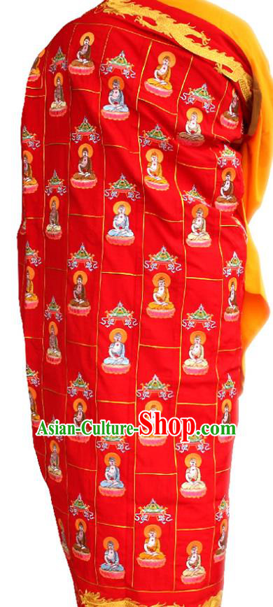 Chinese Traditional Monk Red Cassock Buddhist Bonze Costume Meditation Garment for Men