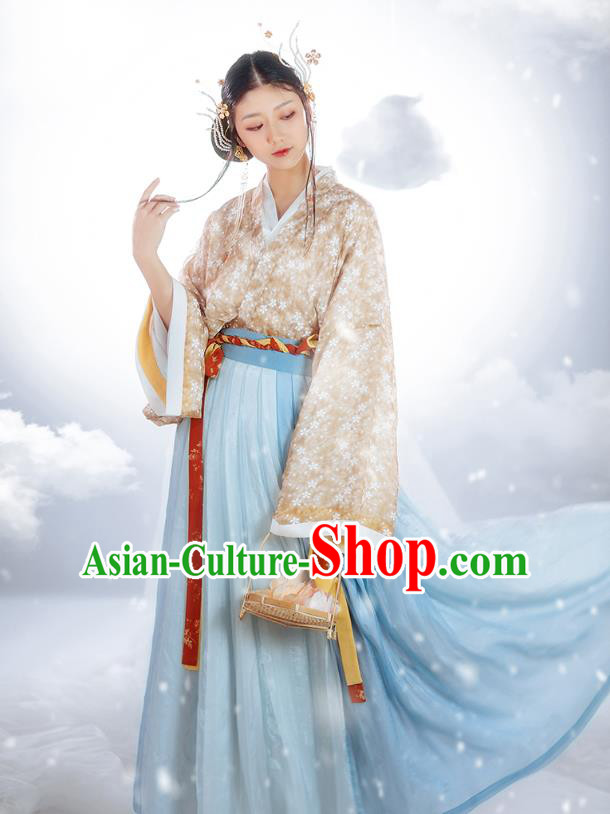 Chinese Ancient Flower Fairy Hanfu Dress Traditional Garment Jin Dynasty Court Lady Historical Costumes Complete Set for Women