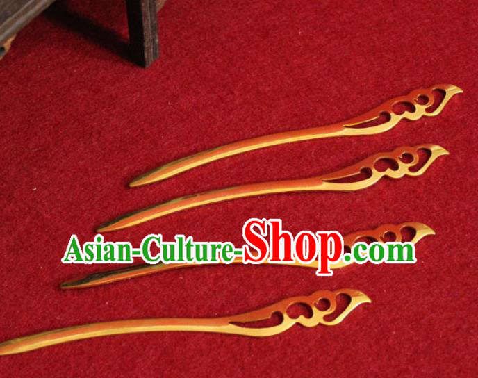 Traditional Chinese Handmade Golden Hair Clip Ancient Queen Hairpin Hair Accessories for Women