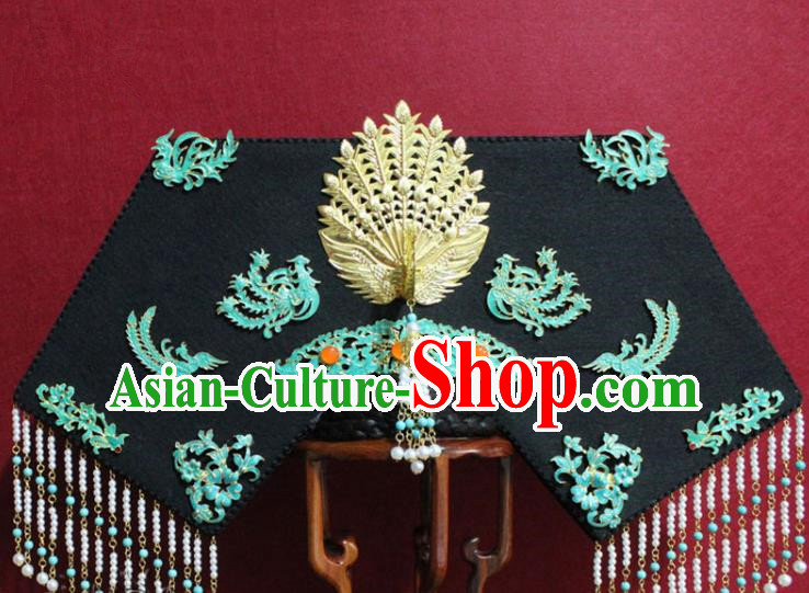 Chinese Ancient Imperial Consort Phoenix Coronet Hair Jewelry Traditional Handmade Hairpins Qing Dynasty Queen Hair Accessories Complete Set