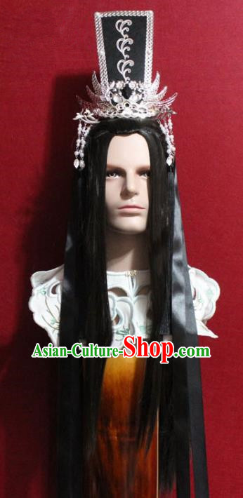 Traditional Chinese Handmade Ming Dynasty Prince Black Hair Crown Ancient Noble Childe Hair Accessories for Men