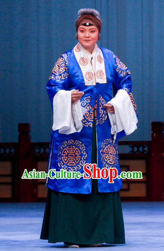 Chinese Ping Opera Rich Dame Apparels Costumes and Headpieces Shao Gu Ji Traditional Pingju Opera Laodan Dress Elderly Female Garment