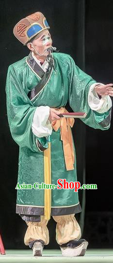 Bao En Ji Chinese Sichuan Opera Clown Apparels Costumes and Headpieces Peking Opera Chou Role Garment Steward Servant Clothing