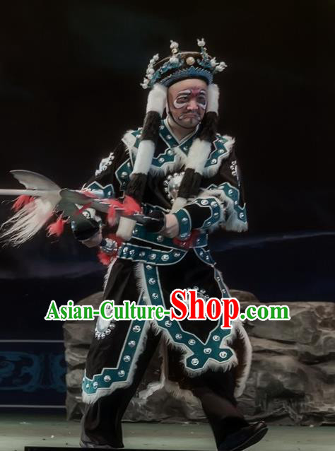 Shuang Ba Lang Chinese Sichuan Opera Soldier Apparels Costumes and Headpieces Peking Opera Wusheng Garment Martial Male Clothing