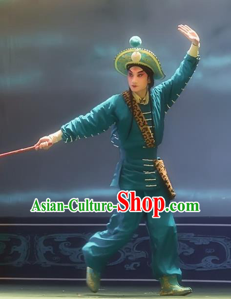 Shuang Ba Lang Chinese Sichuan Opera Swordsman Wang Rong Apparels Costumes and Headpieces Peking Opera Wusheng Garment Martial Male Clothing