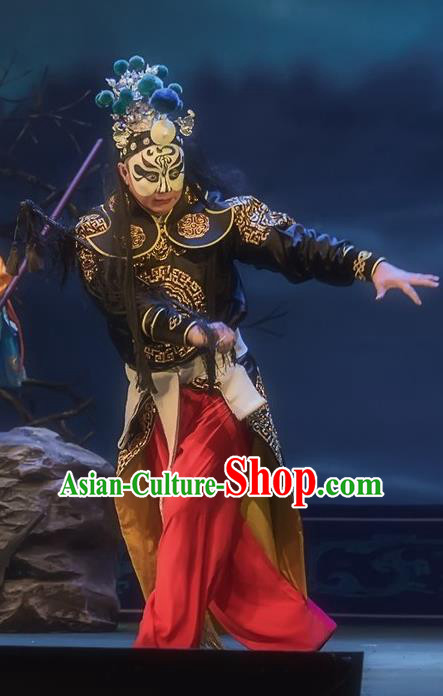 Shuang Ba Lang Chinese Sichuan Opera Martial Male Apparels Costumes and Headpieces Peking Opera Wusheng Garment Swordsman Clothing