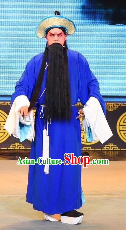 Shuang Tian Guan Chinese Sichuan Opera Laosheng Apparels Costumes and Headpieces Peking Opera Garment Elderly Male Kou Zhun Clothing