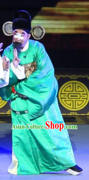 Shuang Tian Guan Chinese Sichuan Opera Clown Apparels Costumes and Headpieces Peking Opera Official Liu Tianguan Garment Magistrate Clothing