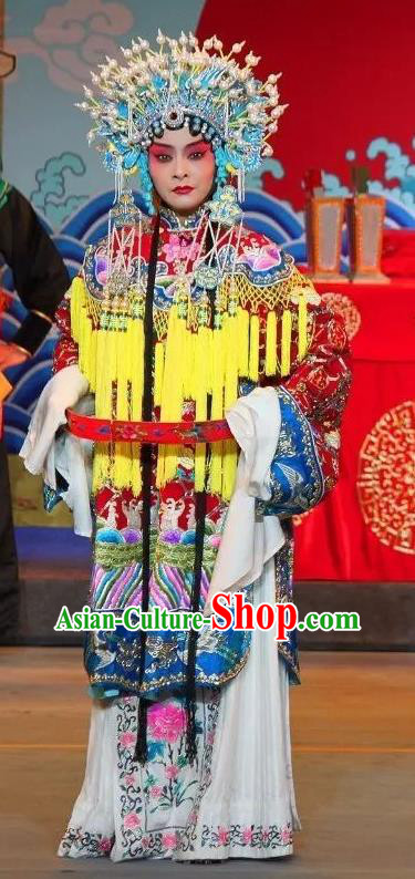 Chinese Sichuan Opera Imperial Consort Pan Garment Costumes and Hair Accessories Shuang Tian Guan Traditional Peking Opera Young Beauty Dress Hua Tan Apparels