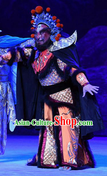 Ma Zu Chinese Peking Opera Monster Armor Garment Costumes and Headwear Beijing Opera Martial Male Apparels Clothing