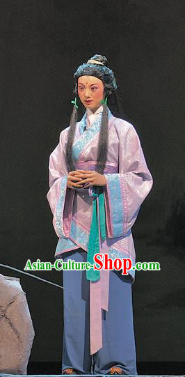 Chinese Sichuan Opera Servant Girl Garment Costumes and Hair Accessories Xi Zhao Qi Shan Traditional Peking Opera Young Lady Dress Apparels