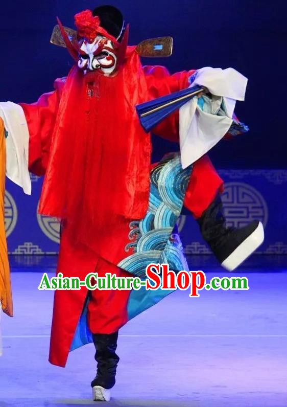 Shuang Tian Guan Chinese Sichuan Opera Martial Man Apparels Costumes and Headpieces Peking Opera Judge God Garment Clothing