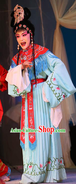 Chinese Sichuan Opera Goddess Garment Costumes and Hair Accessories The Lotus Lantern Traditional Peking Opera Hua Tan Dress Actress Apparels