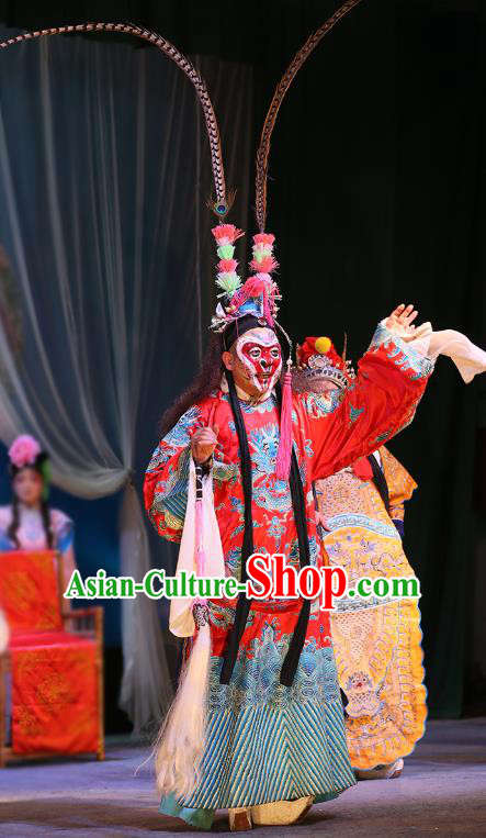 The Lotus Lantern Chinese Sichuan Opera Monkey King Apparels Costumes and Headpieces Peking Opera Sun Wukong Garment Clothing