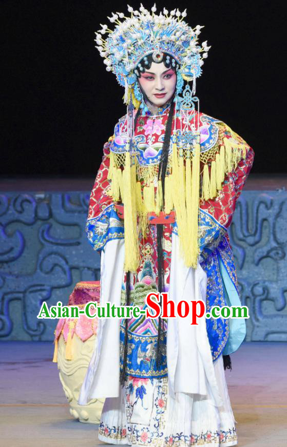 Chinese Sichuan Opera Empress Xi Hui Garment Costumes and Hair Accessories Qing Yun Palace Traditional Peking Opera Hua Tan Dress Queen Apparels