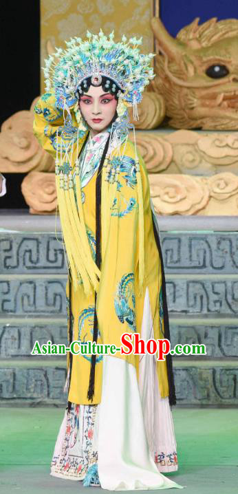 Chinese Sichuan Opera Empress Xi Hui Garment Costumes and Hair Accessories Qing Yun Palace Traditional Peking Opera Queen Dress Hua Tan Apparels