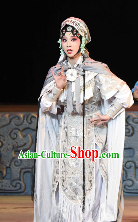 Chinese Sichuan Opera Swordswoman Garment Costumes and Hair Accessories Qing Yun Palace Traditional Peking Opera Martial Female Miao Yinhua Dress Apparels