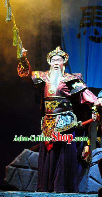Xi Zhao Qi Shan Chinese Sichuan Opera Elderly Male Apparels Costumes and Headpieces Peking Opera General Garment Armor Clothing