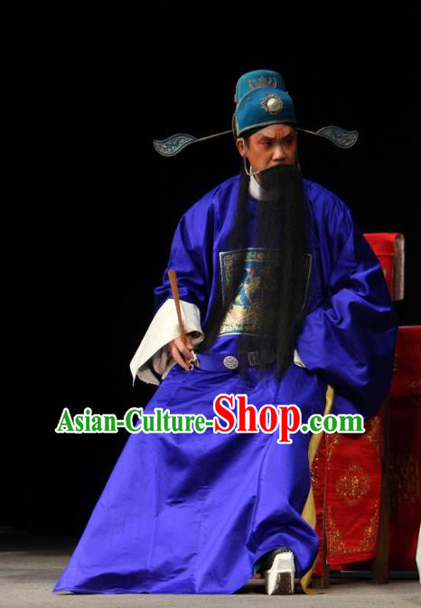 Yu He Qiao Chinese Sichuan Opera Grand Preceptor Apparels Costumes and Headpieces Peking Opera Laosheng Garment Official Clothing