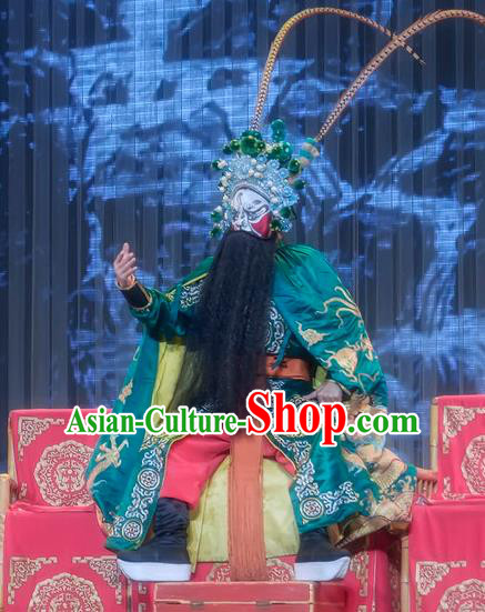 Da Hong Tai Chinese Sichuan Opera Bandit Xiao Fang Apparels Costumes and Headpieces Peking Opera Martial Male Garment Wusheng Clothing