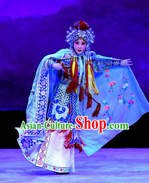 Chinese Beijing Opera Martial Female Apparels Costumes and Headpieces Traditional Peking Opera Mrs Anguo Wudan Liang Hongyu Dress Swordswoman Garment