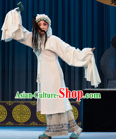 Chinese Sichuan Opera Young Female Garment Costumes and Hair Accessories Shattered Crypt Traditional Peking Opera Distress Maiden Dress Apparels