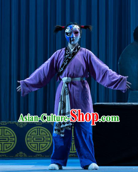 Shattered Crypt Chinese Sichuan Opera Young Boy Apparels Costumes and Headpieces Peking Opera Wa Wa Sheng Garment Purple Clothing