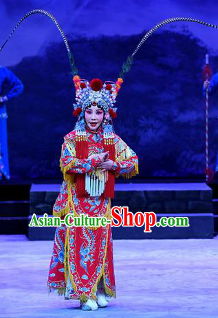 Chinese Beijing Opera Swordsman Apparels Costumes and Headpieces Traditional Peking Opera Mrs Anguo Martial Female Liang Hongyu Dress Armor Garment