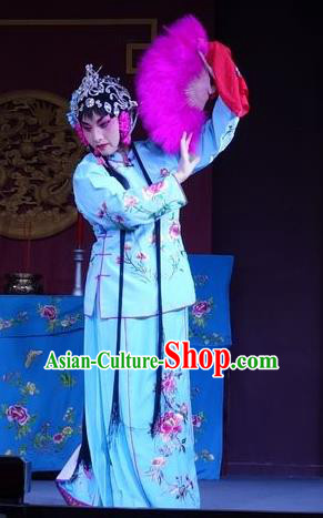 Chinese Sichuan Opera Hua Tan Wang Ruilan Garment Costumes and Hair Accessories Shuang Bai Yue Traditional Peking Opera Actress Dress Diva Apparels