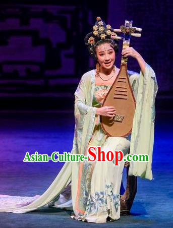 Chinese Sichuan Opera Young Lady Garment Costumes and Hair Accessories Scholar of Ba Shan Traditional Peking Opera Actress Dress Geisha Ni Chang Apparels