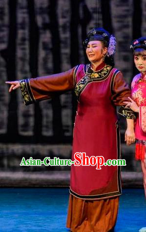 Chinese Sichuan Opera Dame Garment Costumes and Hair Accessories Scholar of Ba Shan Traditional Peking Opera Elderly Female Dress Country Woman Apparels