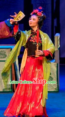 Chinese Sichuan Opera Young Female Garment Costumes and Hair Accessories Scholar of Ba Shan Traditional Peking Opera Geisha Ni Chang Dress Apparels