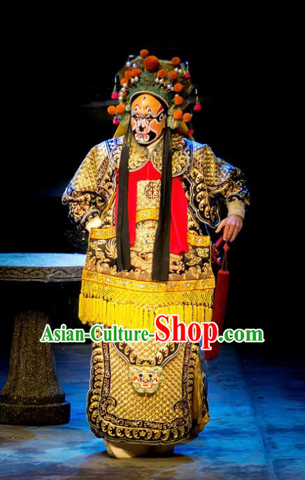 Mrs Anguo Chinese Peking Opera General Garment Costumes and Headwear Beijing Opera Martial Male Armor Apparels Clothing