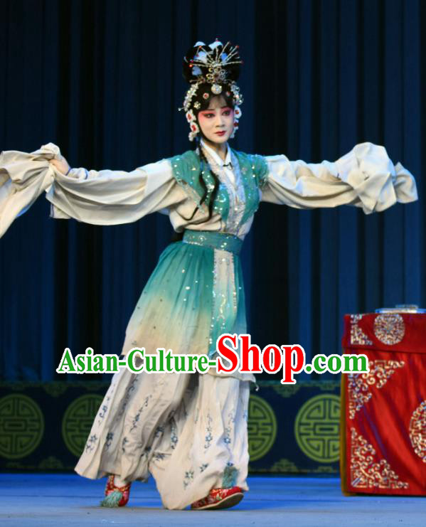 Chinese Sichuan Opera Actress Garment Costumes and Hair Accessories Traditional Peking Opera Diva Dress Fairy Lian Niang Apparels