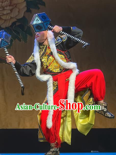 Chinese Sichuan Opera Martial Man Apparels Costumes and Headpieces Peking Opera Wusheng Garment Soldier Clothing