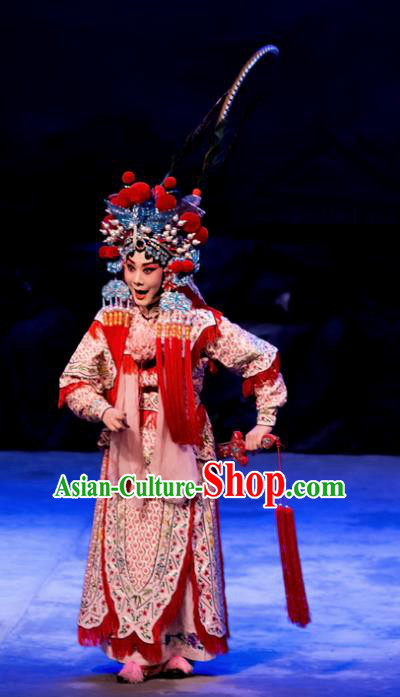 Chinese Beijing Opera Swordswoman Liang Hongyu Apparels Costumes and Headpieces Traditional Peking Opera Mrs Anguo Martial Female Dress Garment