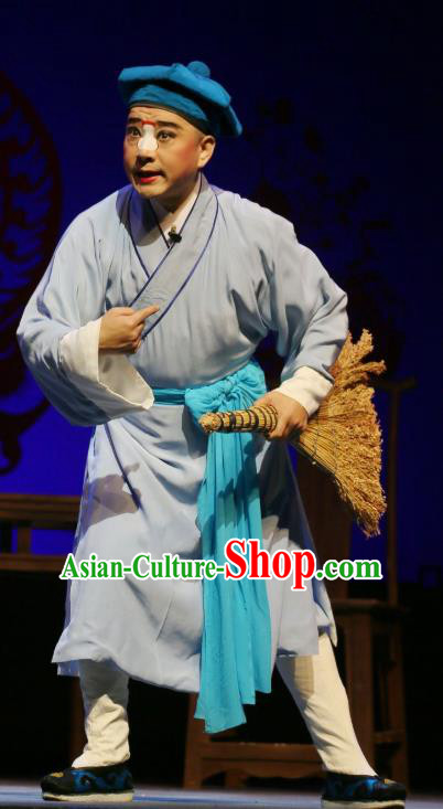 He Zhu Pei Chinese Sichuan Opera Servant Zhao Wang Apparels Costumes and Headpieces Peking Opera Garment Clown Figurant Clothing