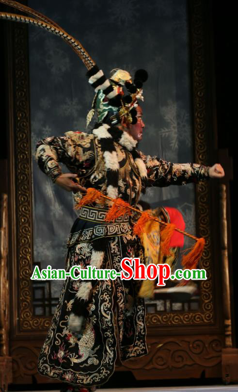 He Zhu Pei Chinese Sichuan Opera Swordsman Apparels Costumes and Headpieces Peking Opera Martial Male Garment Robber Clothing