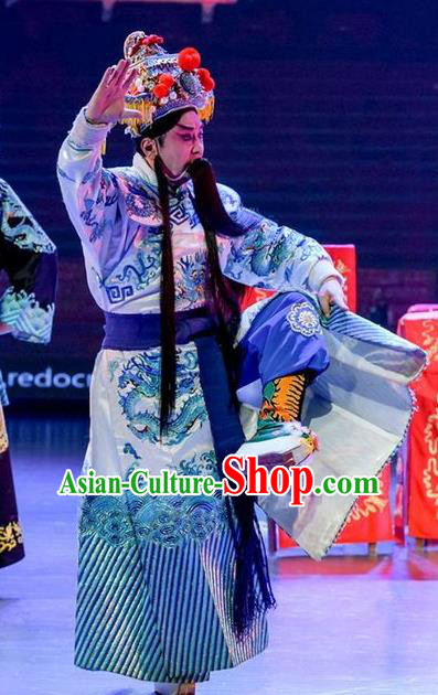 Yuan Men Zhan Zi Chinese Sichuan Opera Marshal Yang Yanzhao Apparels Costumes and Headpieces Peking Opera Elderly Male Garment General Clothing