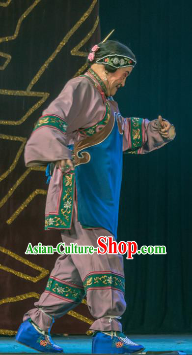 Chinese Sichuan Opera Old Woman Garment Costumes and Hair Accessories Traditional Peking Opera Laodan Dress Elderly Female Apparels