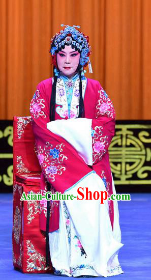 Chinese Beijing Opera Young Mistress Apparels Costumes and Headpieces Traditional Peking Opera Yu Bei Pavilion Diva Meng Yuehua Dress Garment