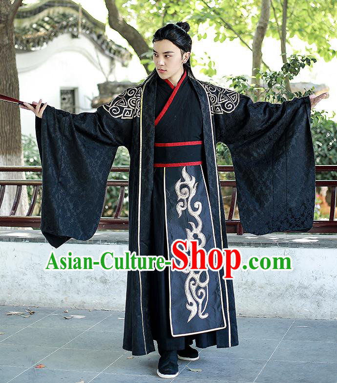 Chinese Han Dynasty Swordsman Historical Costumes Traditional Apparels Ancient Drama Prince Hanfu Clothing for Men