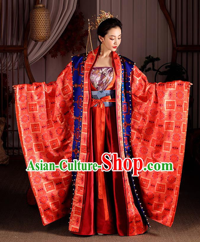 Chinese Traditional Ancient Drama Apparels Song Dynasty Court Empress Hanfu Dress Queen Historical Costumes Complete Set